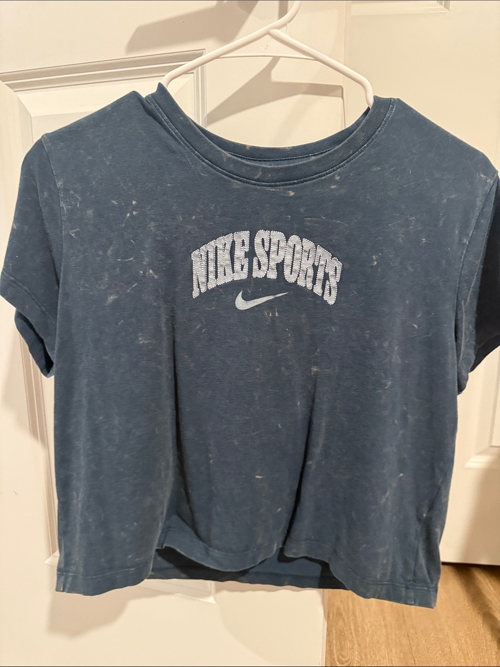 Nike Blue Washed Graphic Cropped Tee